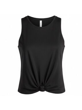 21 Saints Black Twist Front Crop Tank Top Large | Ruched Knot Detail Sleeveless